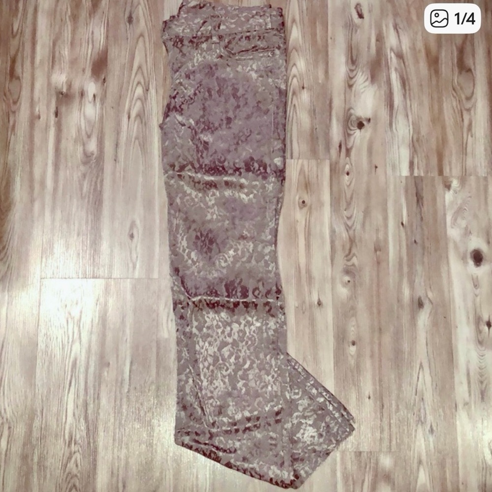 Shiny Matte Lace Design Pants